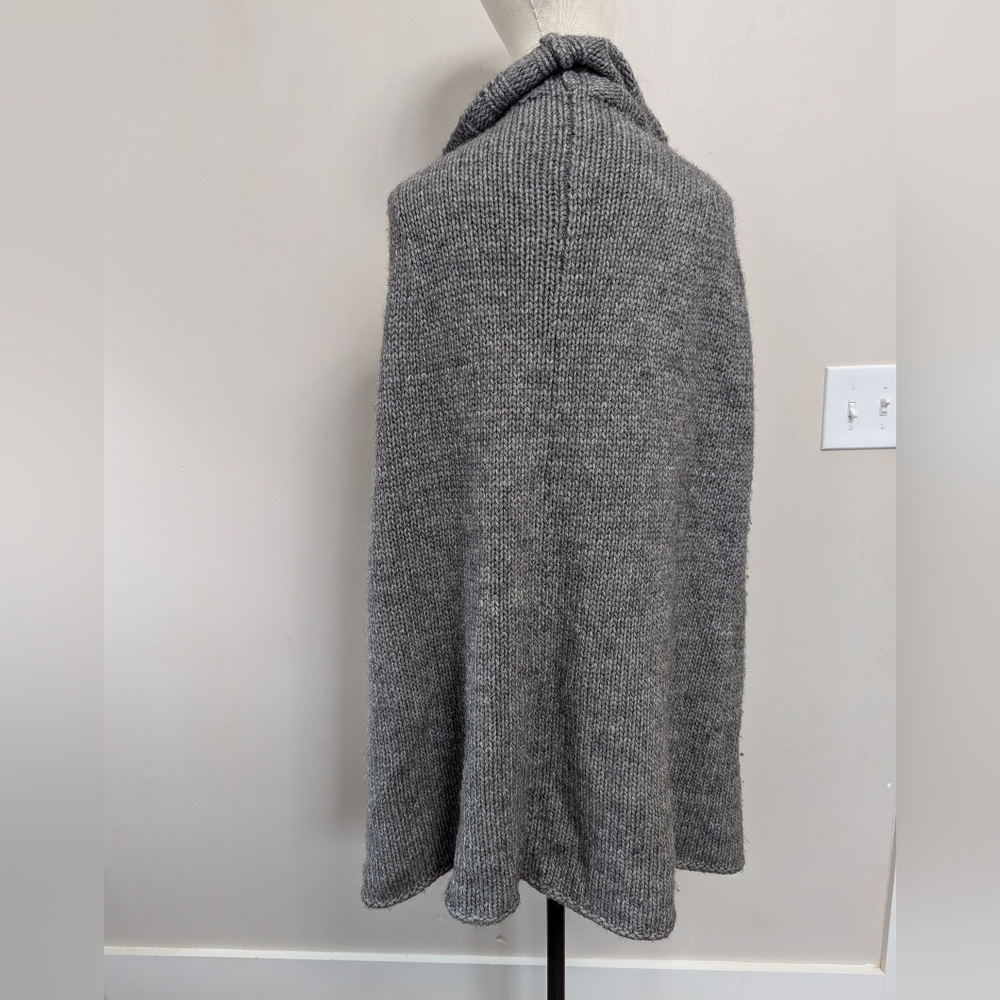 Stefanel Grey Wool Alpaca Blend Knit Sweater Cape Minimalist‎ Luxury - Picture 4 of 14